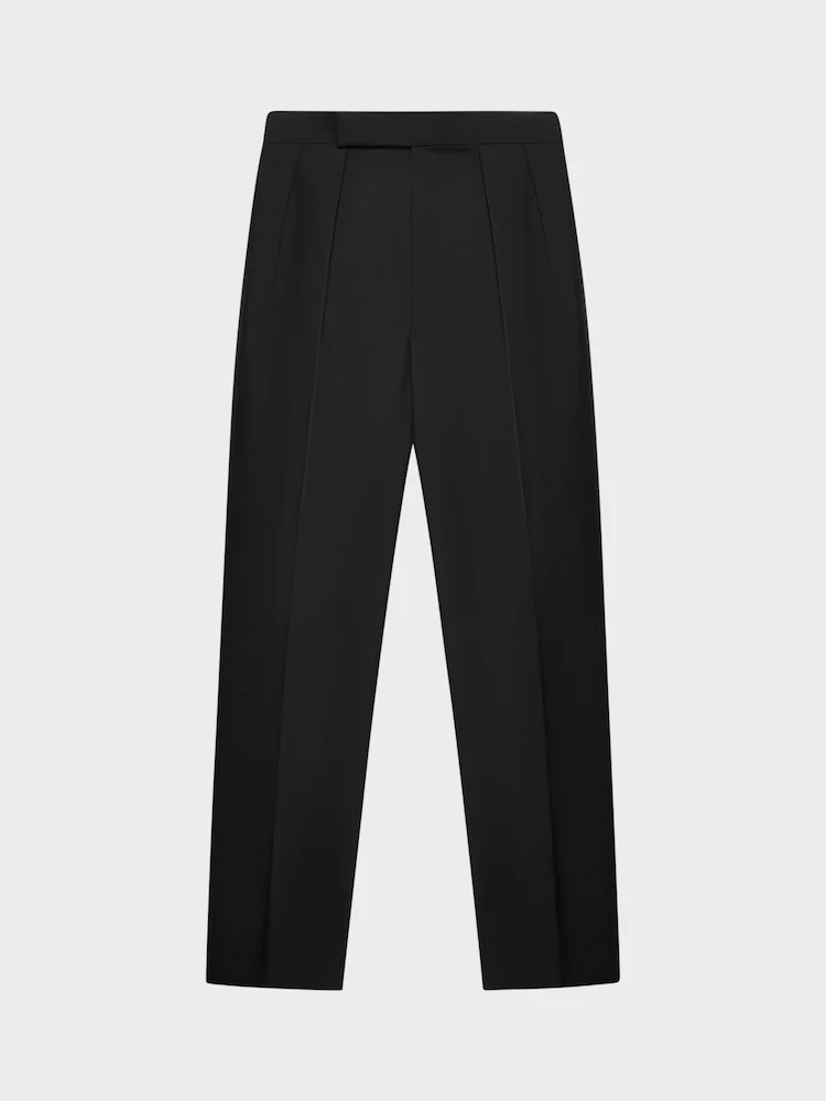 Pantalone a vita alta in lana e mohair nero - Image 2
